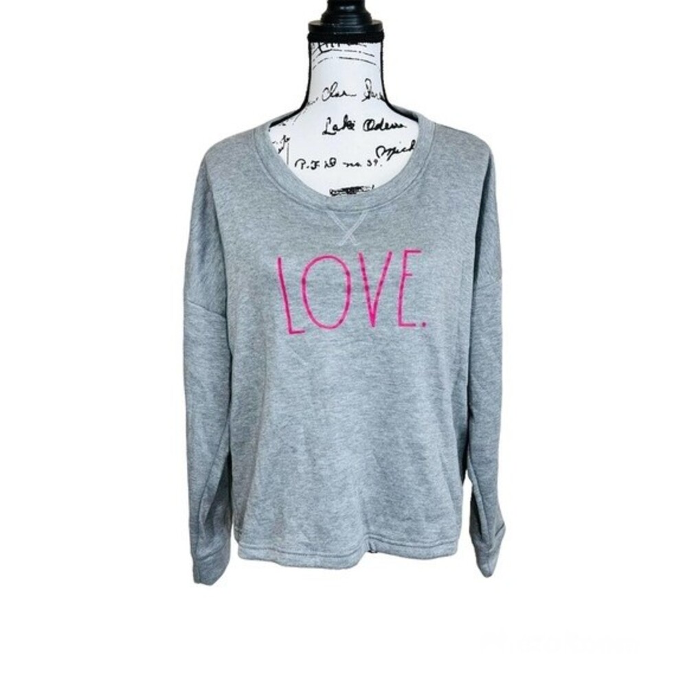 Rae Dunn gray sweatshirt Love long sleeve around neck relax fit top size L
